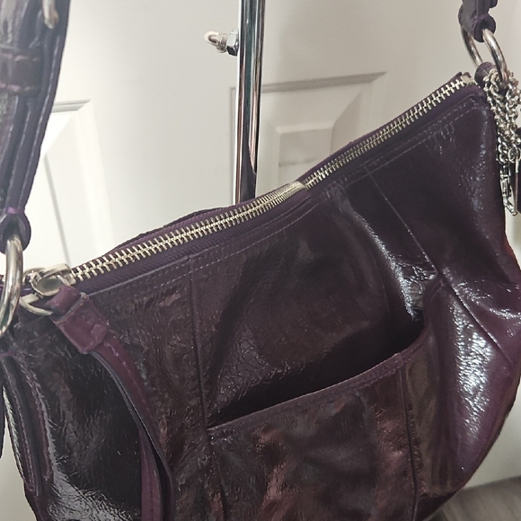 Coach EUC Y2K Crinkle Leather Purple Hobo With Matching Wrislet - Picture 16 of 16